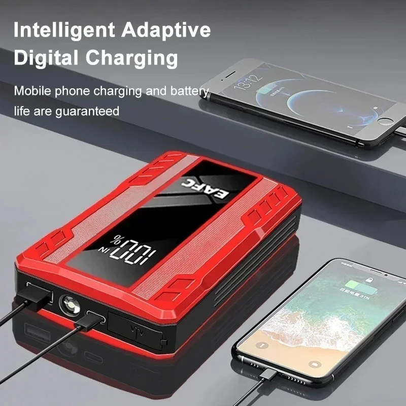 EAFC 1000A سيارة الانتقال كاتب المحمولة 12 فولت بدء جهاز الكابلات المحمولة الطوارئ قوة البنك بطارية السيارة المغفل لسيارة الداعم