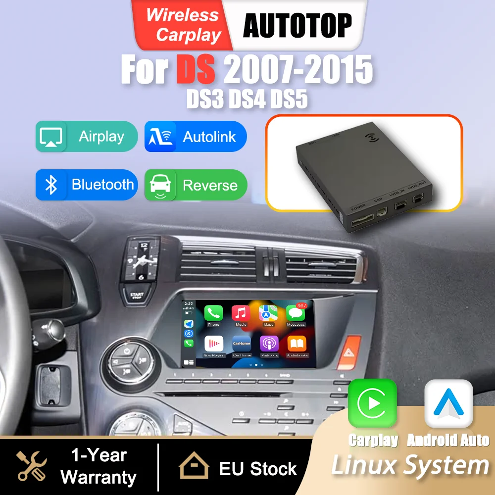 Bezprzewodowy adapter interfejsu CarPlay Android Auto Mirror Link Airplay Autolink BT GPS Nawigacja dla DS DS3 DS4 DS5 2007-2015 Moduł