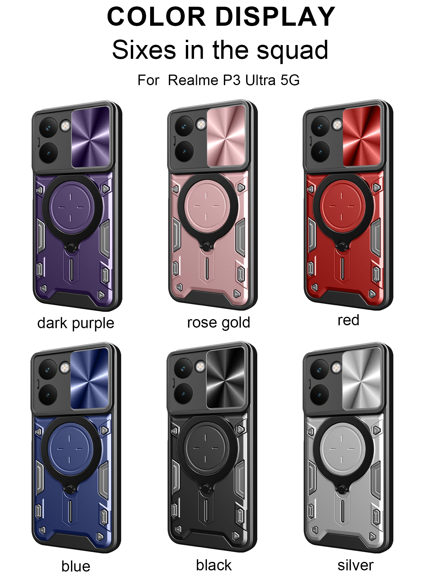 Für OPPO Realme P3 Ultra 5G Fall Slide Objektiv Schützen Ständer Telefon Fall für Realme P3 ULTRA Magnetische Ring Robuste rüstung Zurück Abdeckung