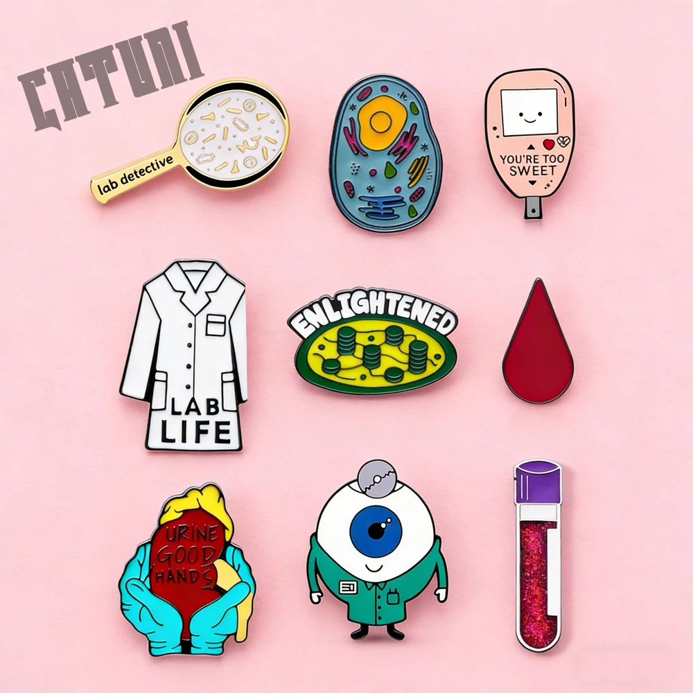 Science Laboratory Enamel Pin Set  Microscope Cell Blood Glucose Meter Badge Biologist Chemist And Laboratory Coat Accessories