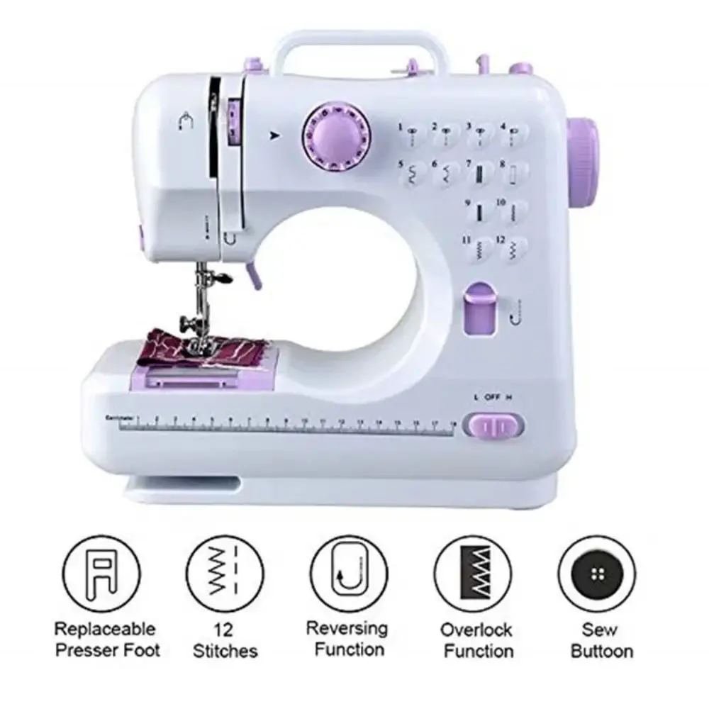 

Automatic Electric Sewing Machine Multifunction Mini Overlock Sewing Machine Portable 12 Kinds Stitches Presser Foot Pedal
