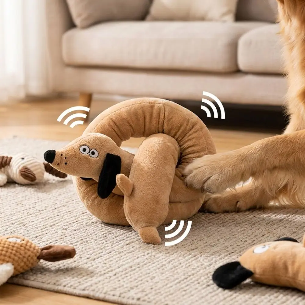 Juguete de peluche para perro resistente a mordeduras con sonido, juguete extra largo y flexible para mascotas, divertido juguete anudado de Dachshund, juguete de animal de peluche.