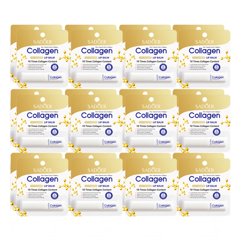 24pcs SADOER Collagen Lip Balm Moisturizing Anti Wrinkles Anti-aging Nourishing Hydrating Lipstick Lips Skin Care Products