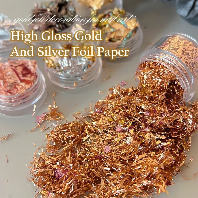 Rose Gold Silber Unregelmäßige Folie Papier Fragmente Nail art Pailletten Aufkleber Glitter DIY Maniküre UV Gel Polnisch Nagel Dekoration Werkzeuge