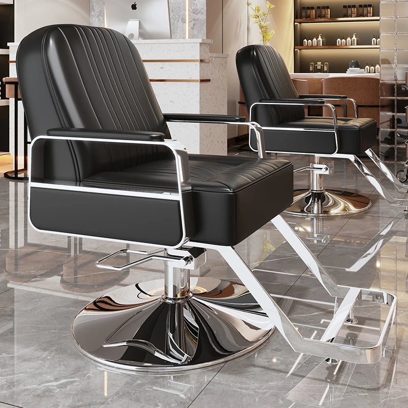 

Foldable Backrest Modern Barber Chairs Liftable Swivel PU Leather Barber Chairs Comfortable Arm Commercial Furniture Silla Lslfy