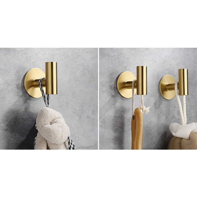 2Pcs Adhesive Hook Stainless Steel Bathrobe Hook Bracket Heavy Duty Hook For Bathroom Kitchen Living Room Hotel