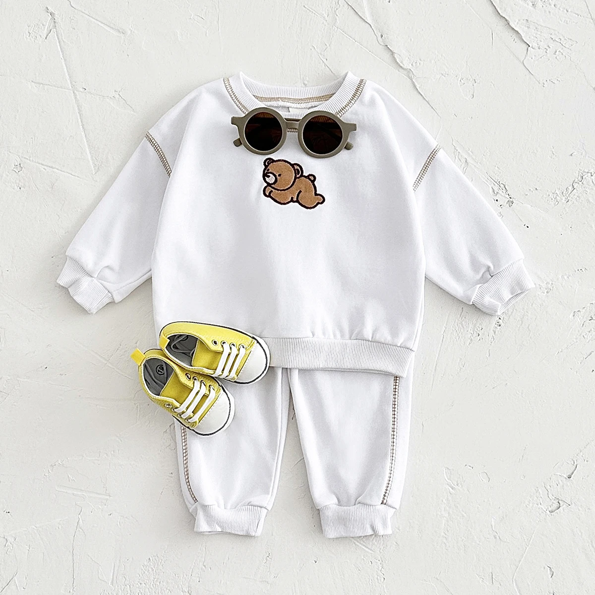 New Baby Sets Spring Autumn Lie Lie Bear Cute Embroidery Toddler Boys Girls Clothes Kids Tracksuit Suit Children Clothing