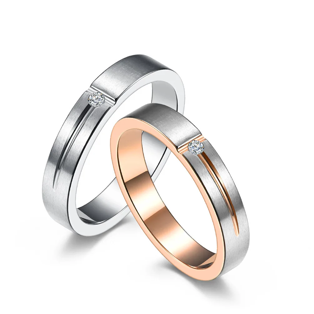 Anillo de pareja romántica, anillo de Plata de Ley 925 100% pura, anillos de boda de Color blanco y oro rosa con circonita para amantes, mujeres y hombres