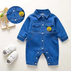 0-12M Newborn Baby Boy Romper Denim Cotton Long Sleeve Girl Jumpsuit Infant Playsuit Toddler Clothing Children Overalls A724