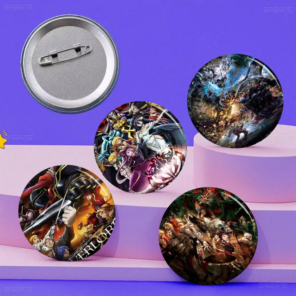 Overlord 58mm Cute Anime Figure Icon Badge Handmade Tinplate Brooch For Backpack Clothes Chest Ornament Gifts