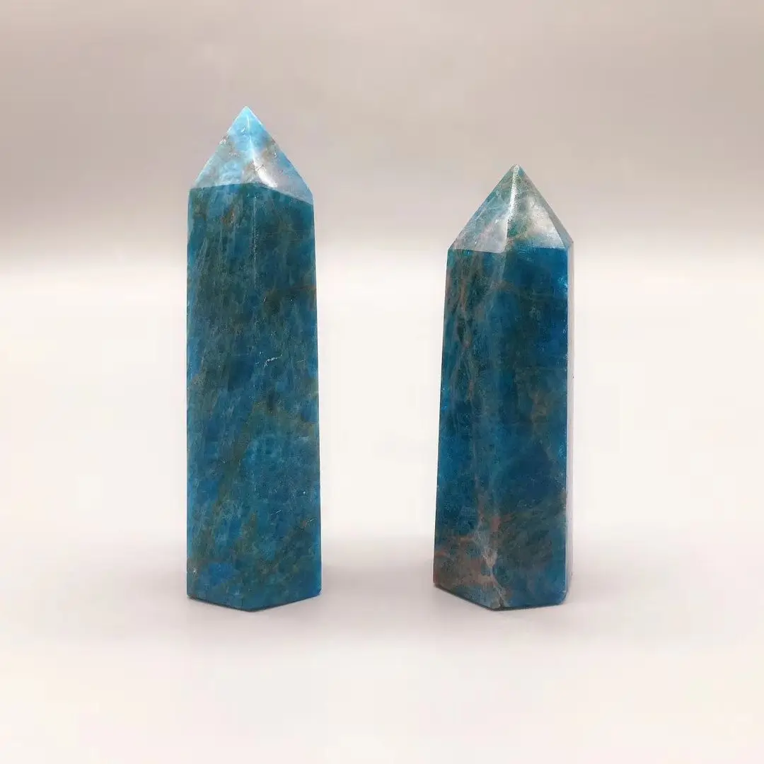 

15000g 7-9cm High Quality Blue Apatite Point Healing Crystal Stone Tower Reiki Energy Wand For Home Decor