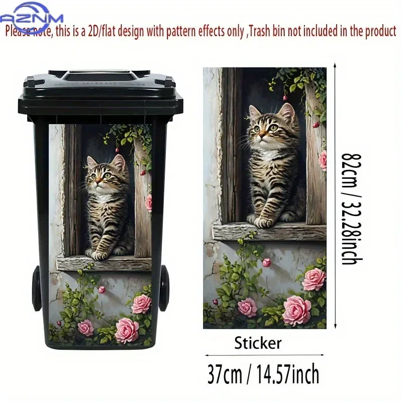 2D Print Pattern Dustbin Ornament Decal Creative Makeover for Indoor Outdoor Garbage Bin
