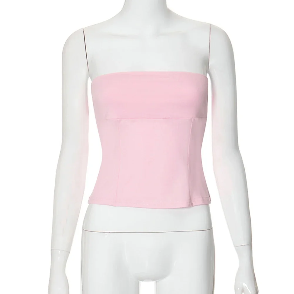 Off Shoulder Tank Strapless Tube Top Daily Wear Vacation Polyester Fabric Regular Length Suitable For All Seasons