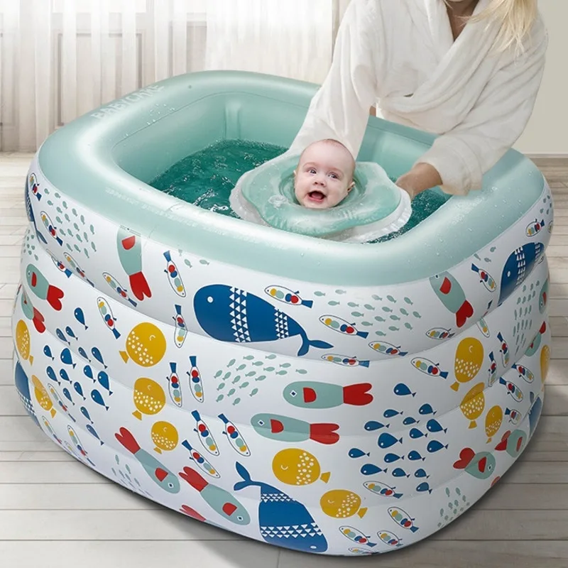 baby swimming pool household thickened oversized children's inflatable swim water tank kids bath green carton bucket