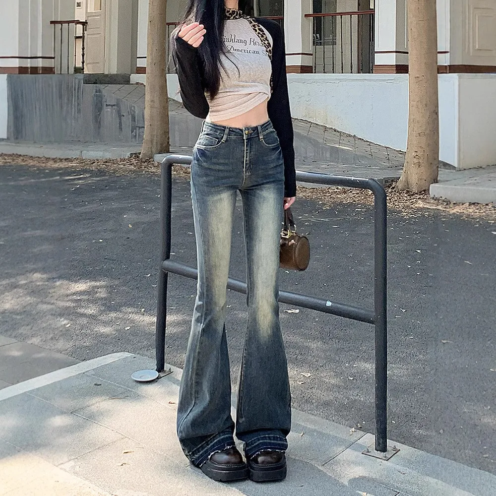 

American Retro Versatile Jeans Women Summer 2025 New Popular High Waist Slimming Hoof Micro Flared Pants Casual Style