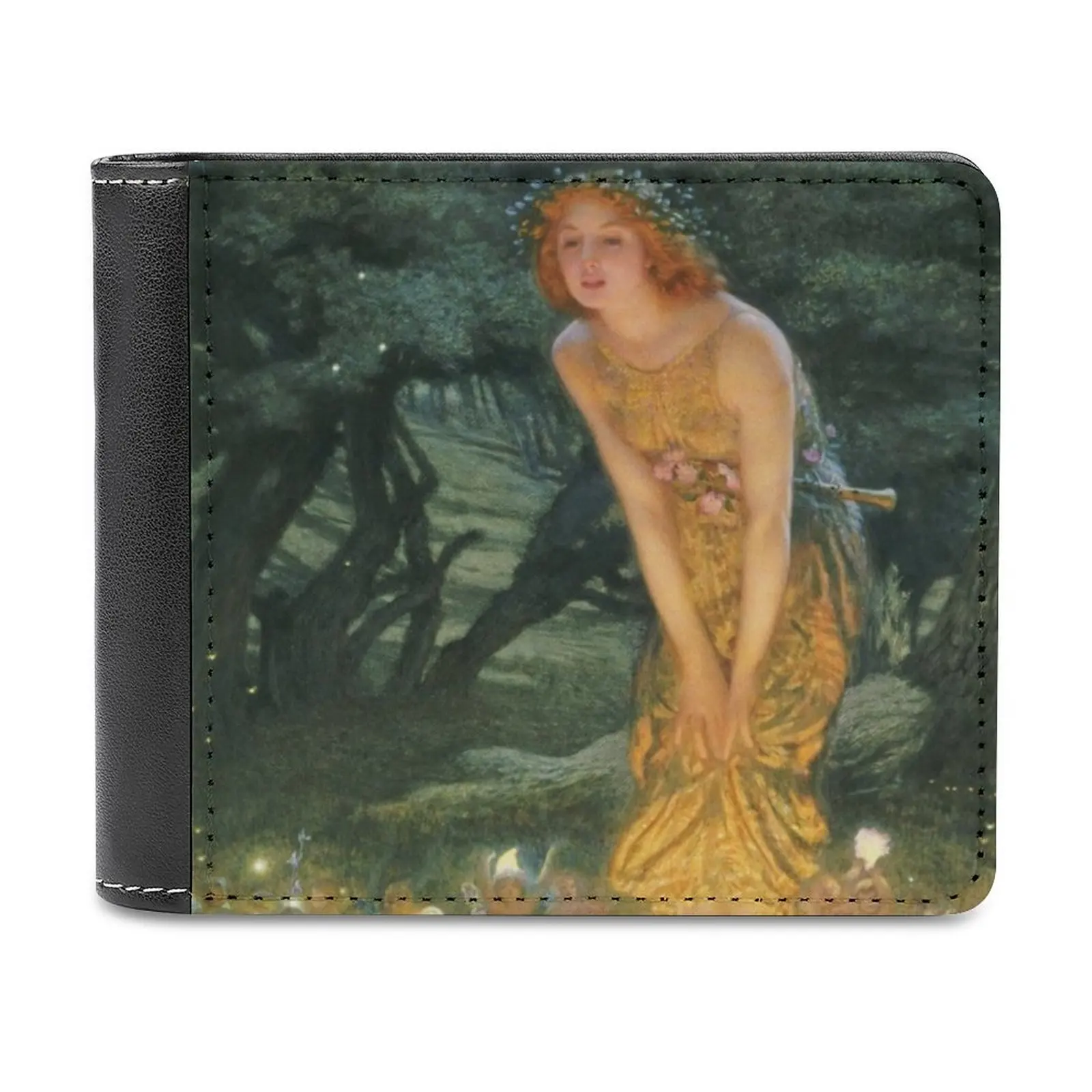Edward Robert Hughes Midsummer Eve Leather Wallet Men Classic Black Purse Credit Card Holder Fashion Men's Wallet Baby Blue