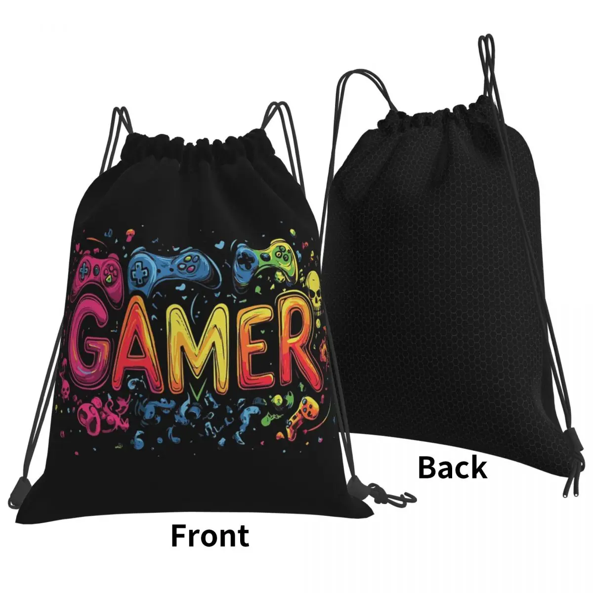 Gamer Controller Video Game Gaming Gamepad Backpacks Casual Drawstring Bundle Pocket Storage Bag Book Bags Man Woman Students