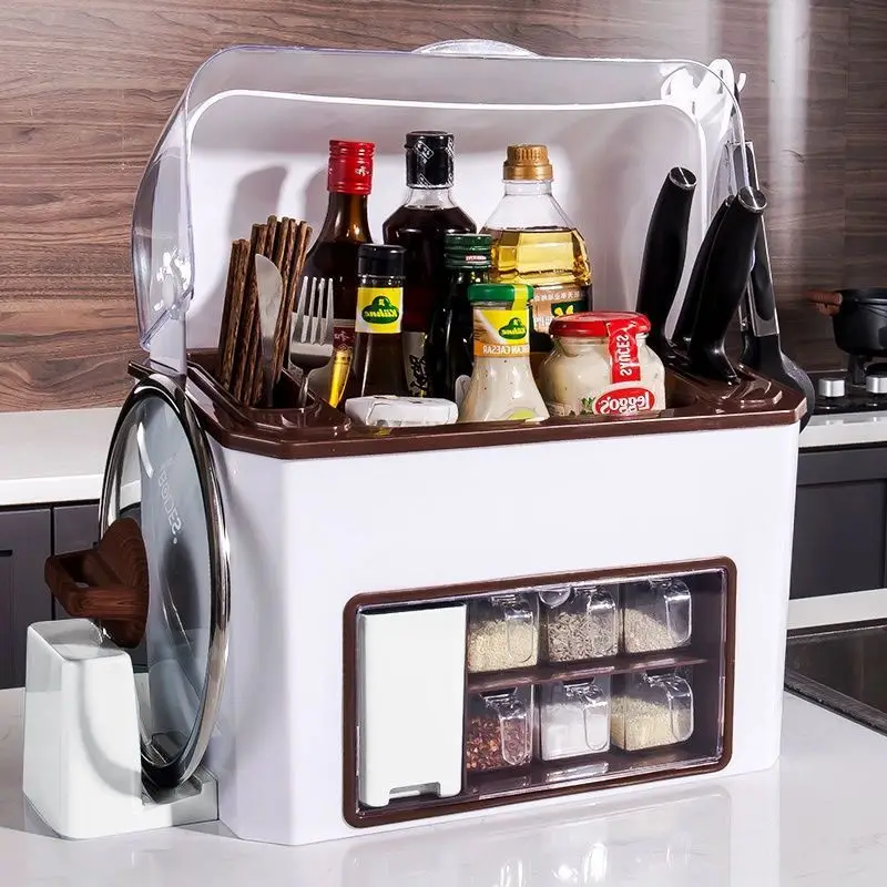 

Suitable forKitchen Multifunctional Seasoning Box Shelf Seasoning Bottle Oil and Salt Tank Storage Box Knife Holder Kitchen Supp