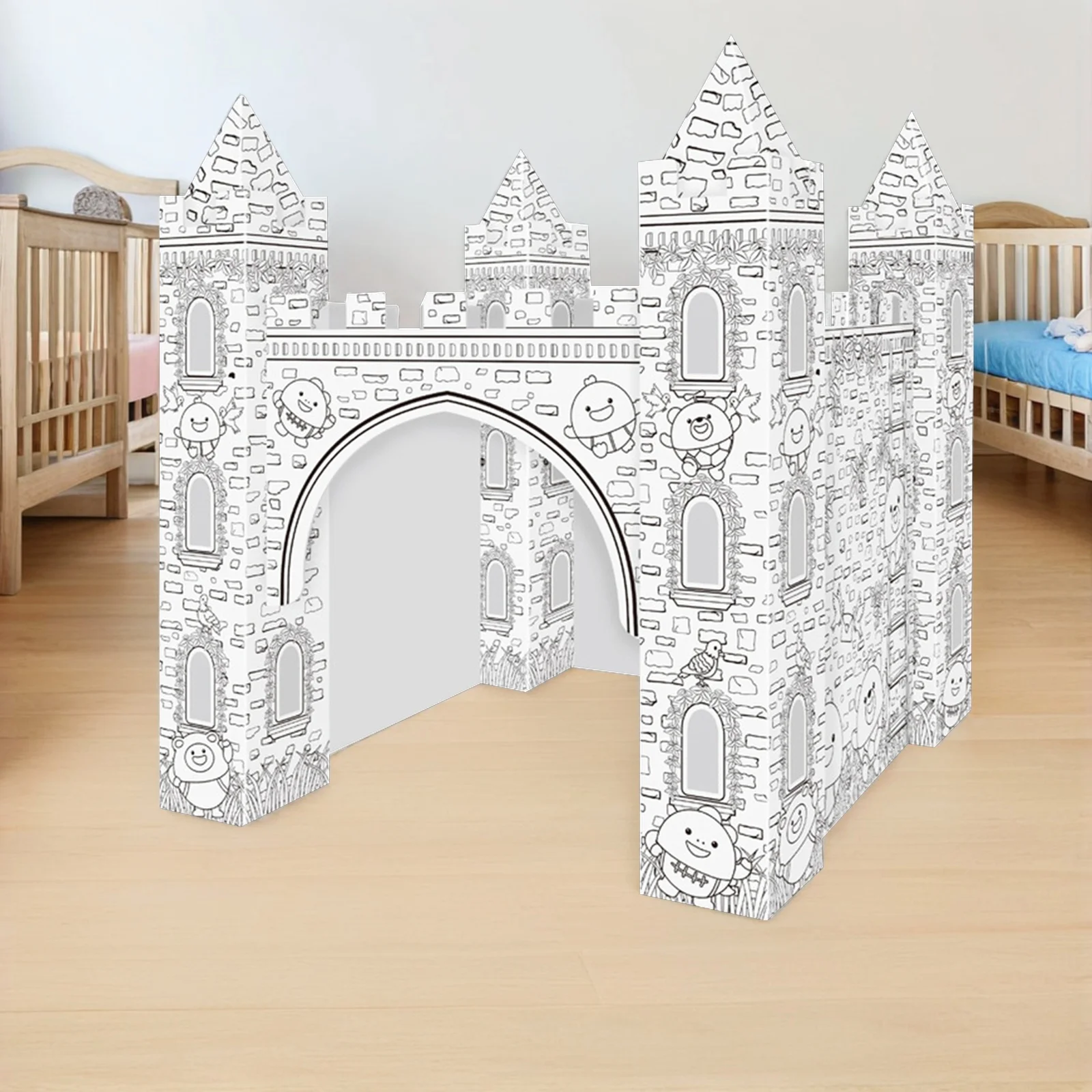 1Set Papier 3D Kasteel Kleuren DIY Puzzel Creatieve Graffiti Educatief Handvaardigheid Ontwikkeling Colorizing 3D Kinderpuzzel