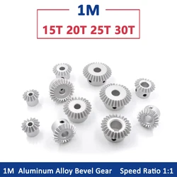 1pc 90 Degree Bevel Gear 15 20 25 30 Teeth 1M 1 Module Aluminium Alloy Bevel Gear Screw Hole M5 Bore 4 5 6 8 10 12mm