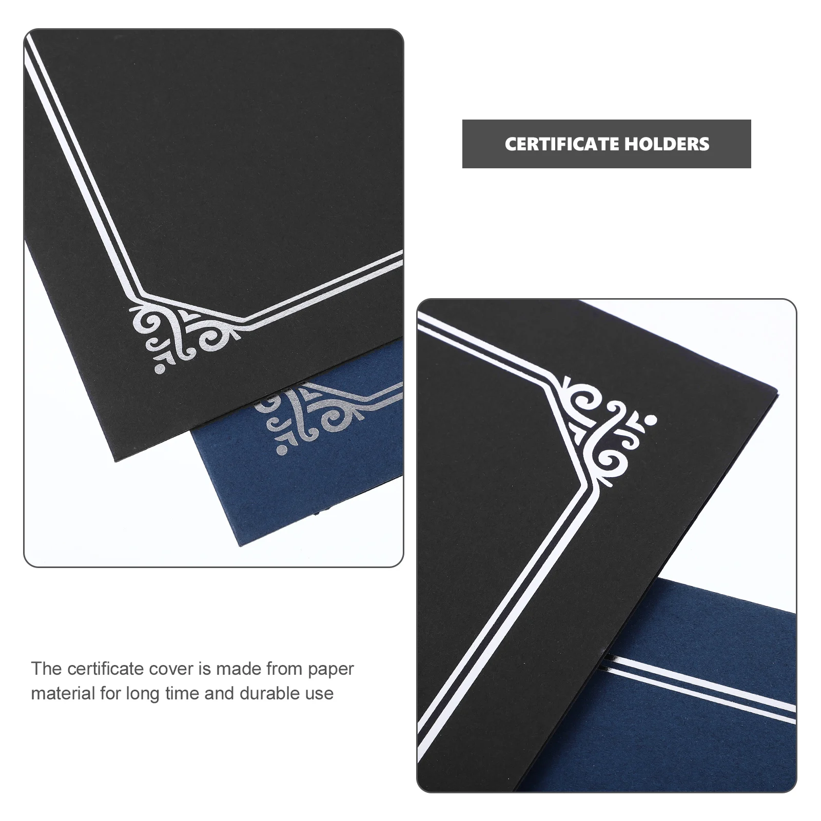 

4pcs Covers Honor Certificate Holders Black Diploma Covers Paper Document Holders for Award Graduation Ceremonies