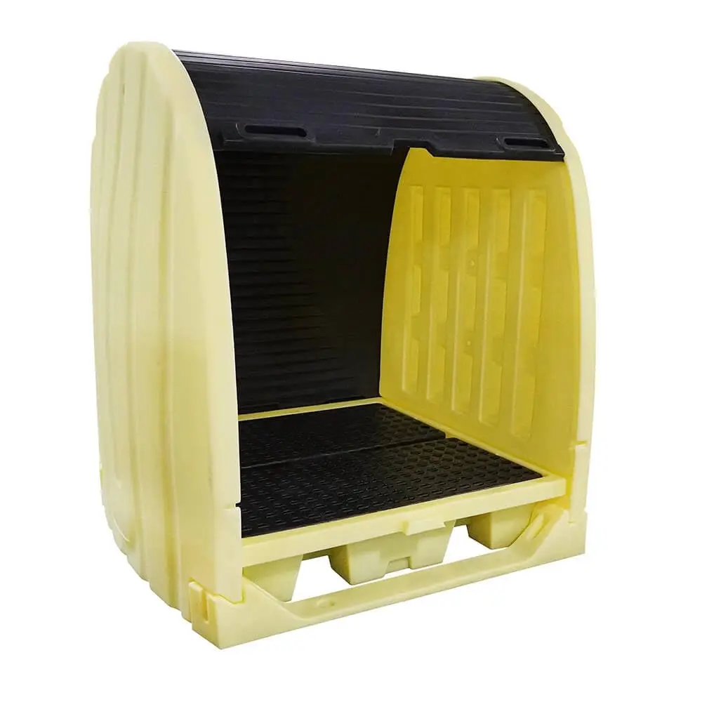 Hardcover Spill Pallet Outdoor Storage Drain 6000 Lb 66-Gallon Forkliftable 65x58x69 4-Drum EPA/OSHA, Customized