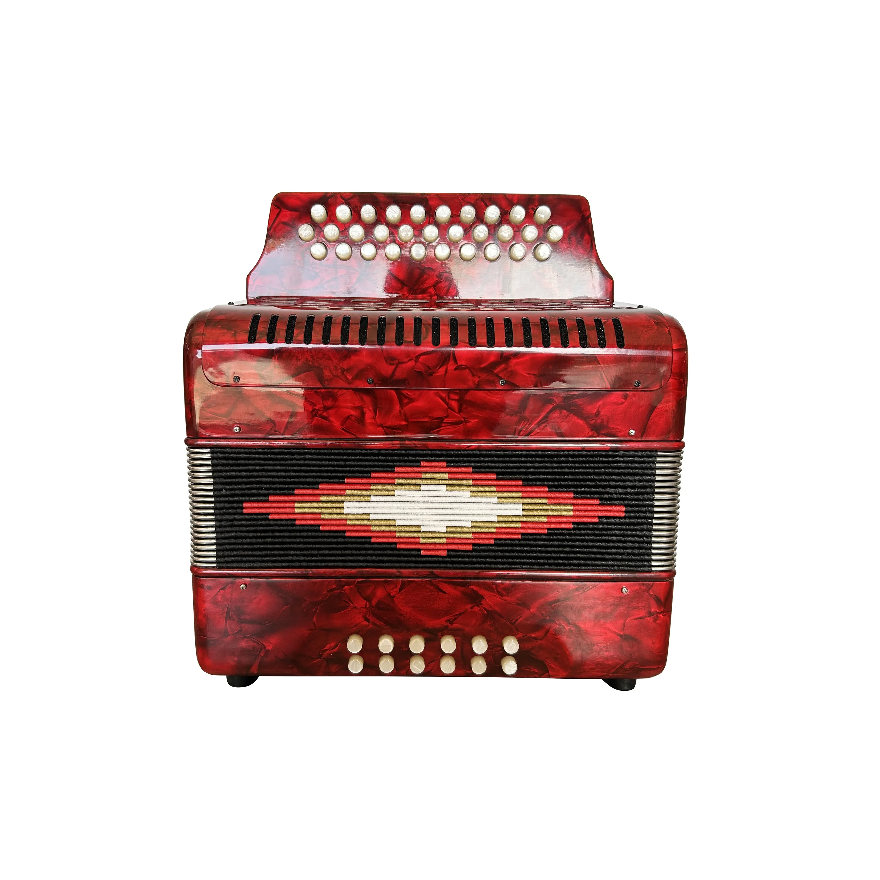 OEM Professional Diatonic Accordion Instrument 31 Buttons with 12 Bass Cheap Red Button Acordeon JB3112A Made of Wood