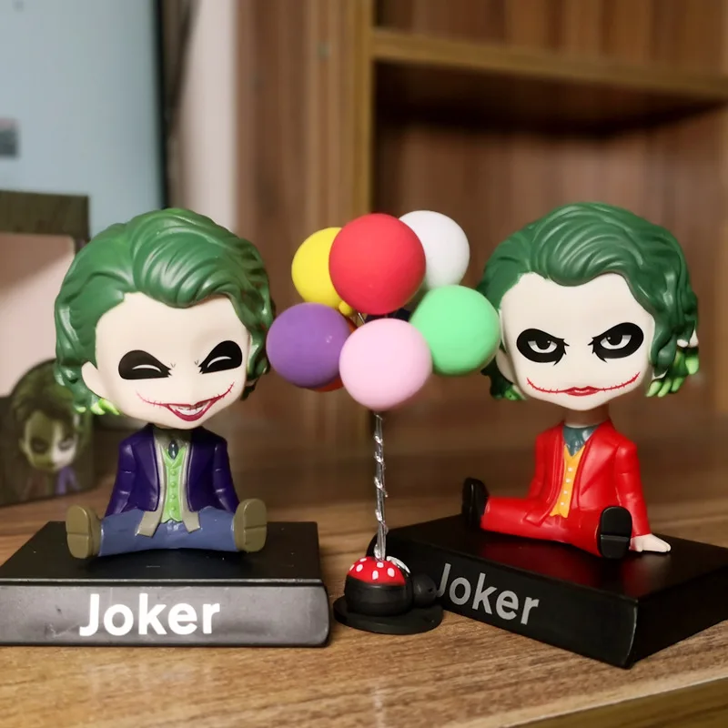 11cm Anime Cartoon Figure Shaking Head Doll Desktop Car Decoration The Joker Model Action Figurine Toys Collectible Accessories