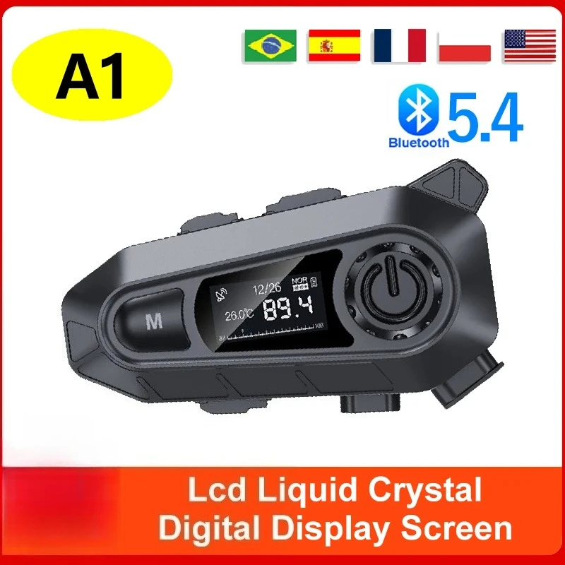2026-new-motorcycle-helmet-bluetooth-headset-a1-lcd-digital-display-fm-function-waterproof-level-ipx6