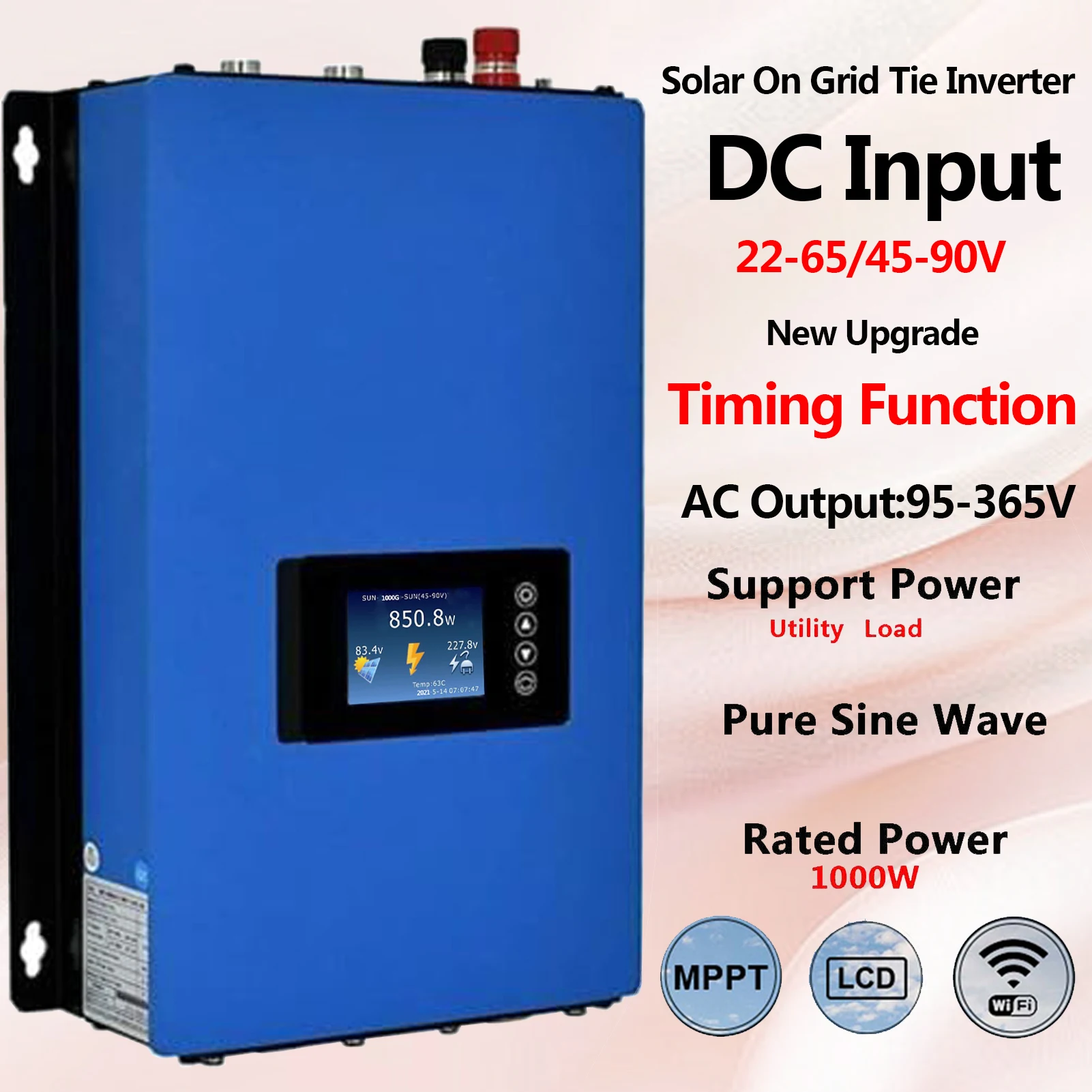 1000 واط الشمسية شبكة التعادل العاكس تيار مستمر المدخلات 22-65 فولت أو 45-90 فولت التيار المتناوب الناتج 95-265 فولت #1