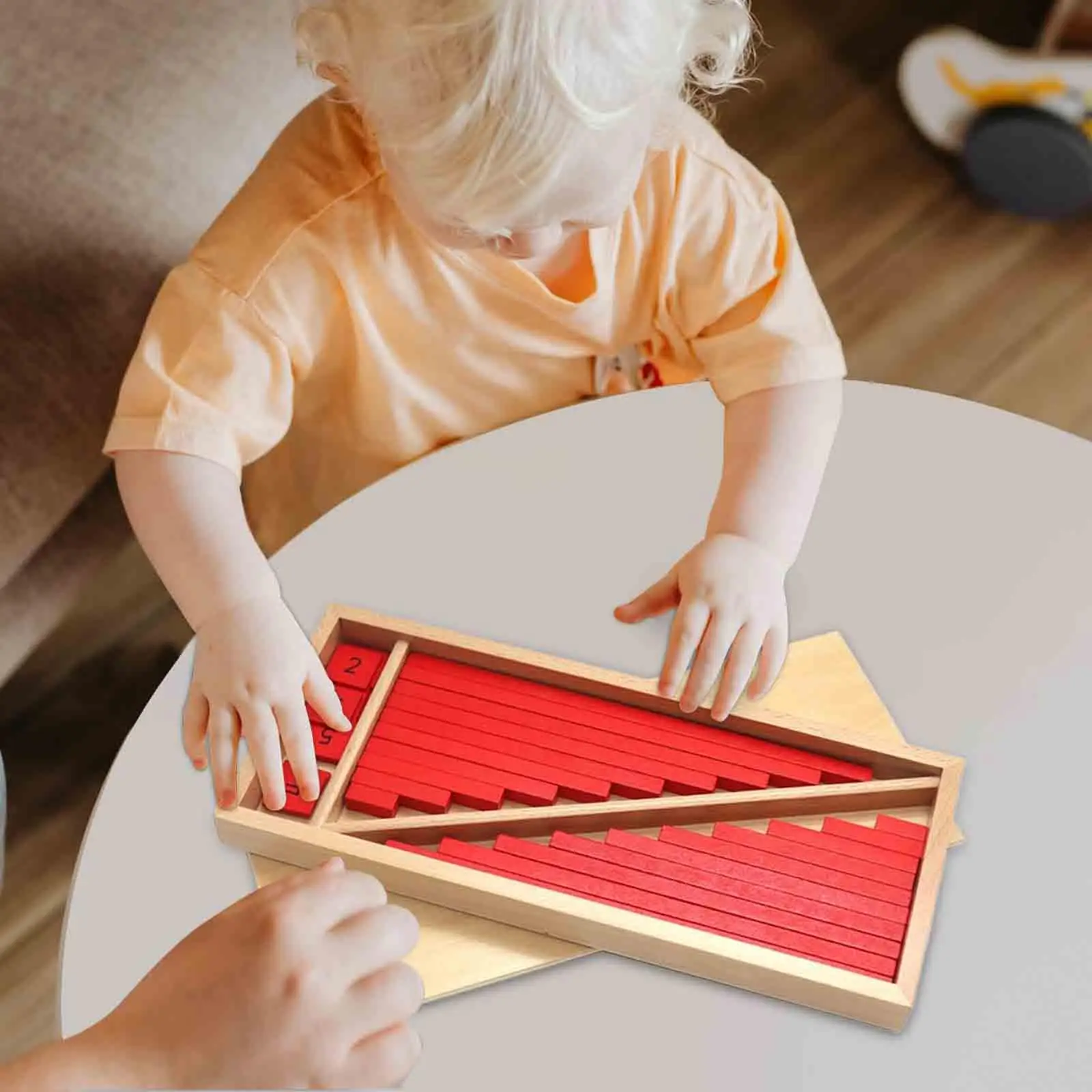 Wooden Numerical Rods with Number Tiles Montessori Math Toys Wooden Rods Counting Toys for Early Childhood Kids Preschool