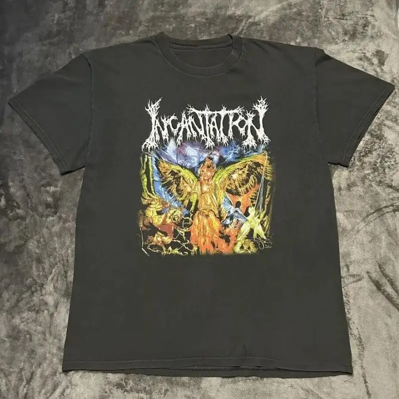 Футболка всех размеров из хлопка Incantation Band 100, для фанатов