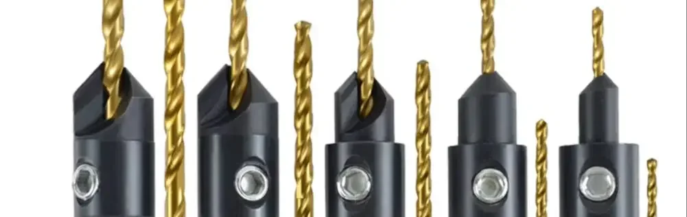 

12-Piece Titanium-Coated Drill Bit Set For Drilling, Countersinking, And Chamfering #4, #5, #6, #8, #10, And #12 Screws