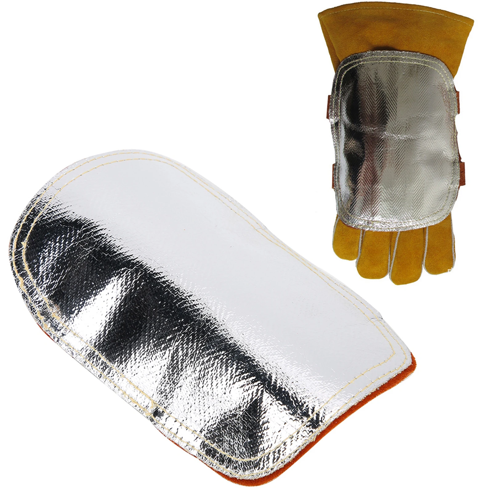 Back Hand  Cowhide Hand Pad Leather Back Hand  Heat  Split Cowhide Leather Aluminized Back Welding Hand Pad