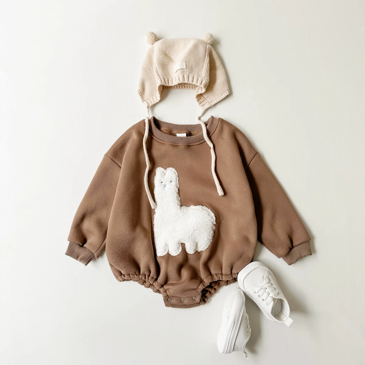 Ropa Ins para niñas pequeñas, peleles con capucha de animales de lana, trajes para bebés y niños pequeños, mono cálido para bebés, Otoño e Invierno