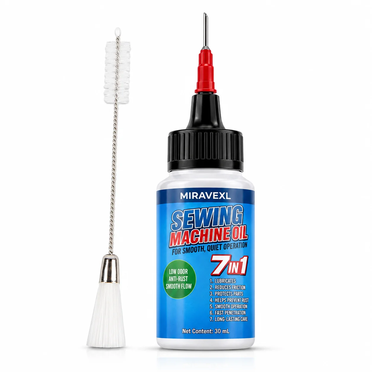 Sewing Machine Oil & Cleaning Kit,Fine Light Mineral Lubricant with Needle Tip Applicator & Dual-Ended Brush for Home Industrial