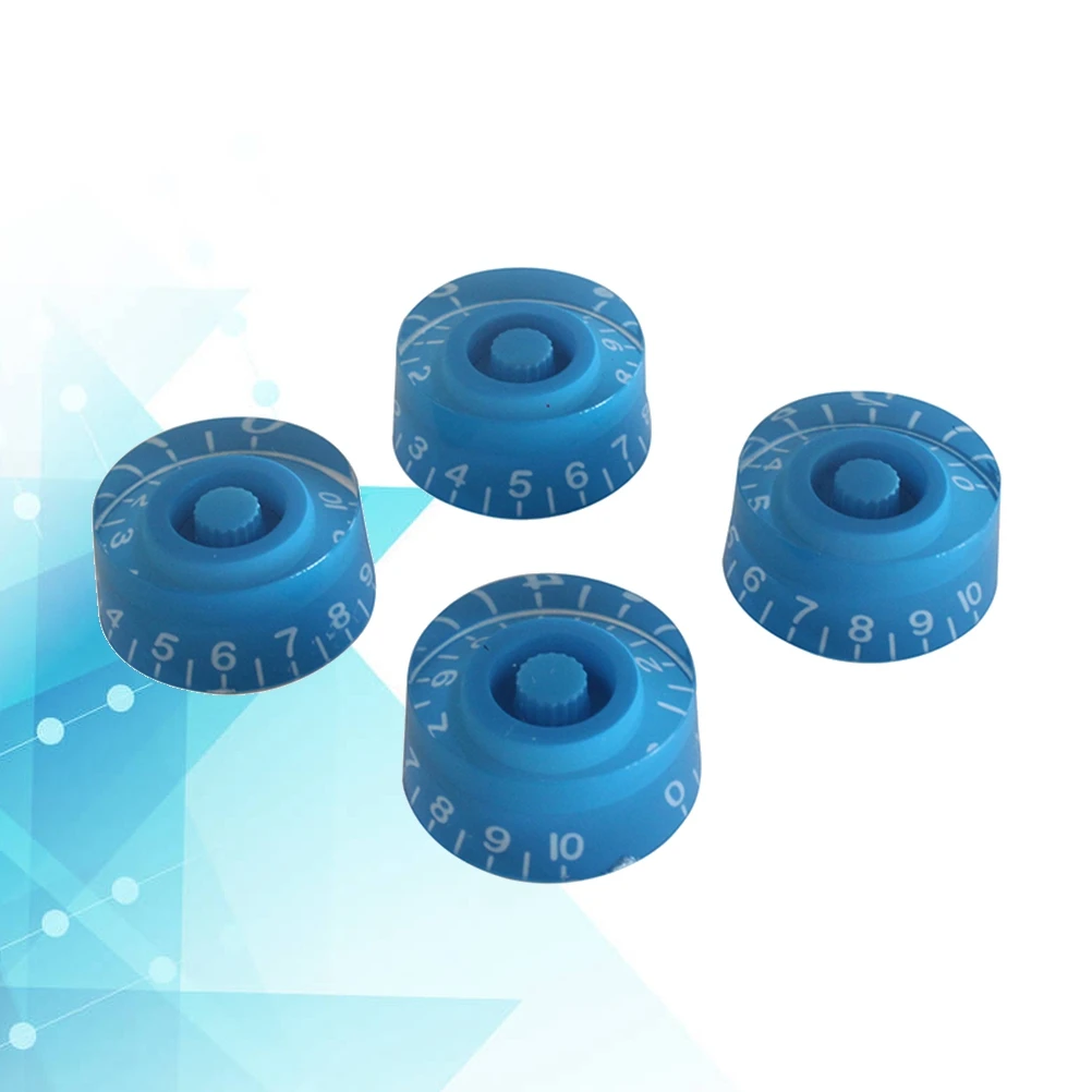 

4 PCS/ Large Circle Knob Blue Guitar Knobs Electric Round Volume and Tone Piece Set