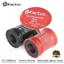 KACTUS T47 Bottom Bracket Ceramic Bearing Bicycle Central Shaft fit for Shimano SRAM GXP 24mm Crank 86.5mm Shell Road Bike Parts