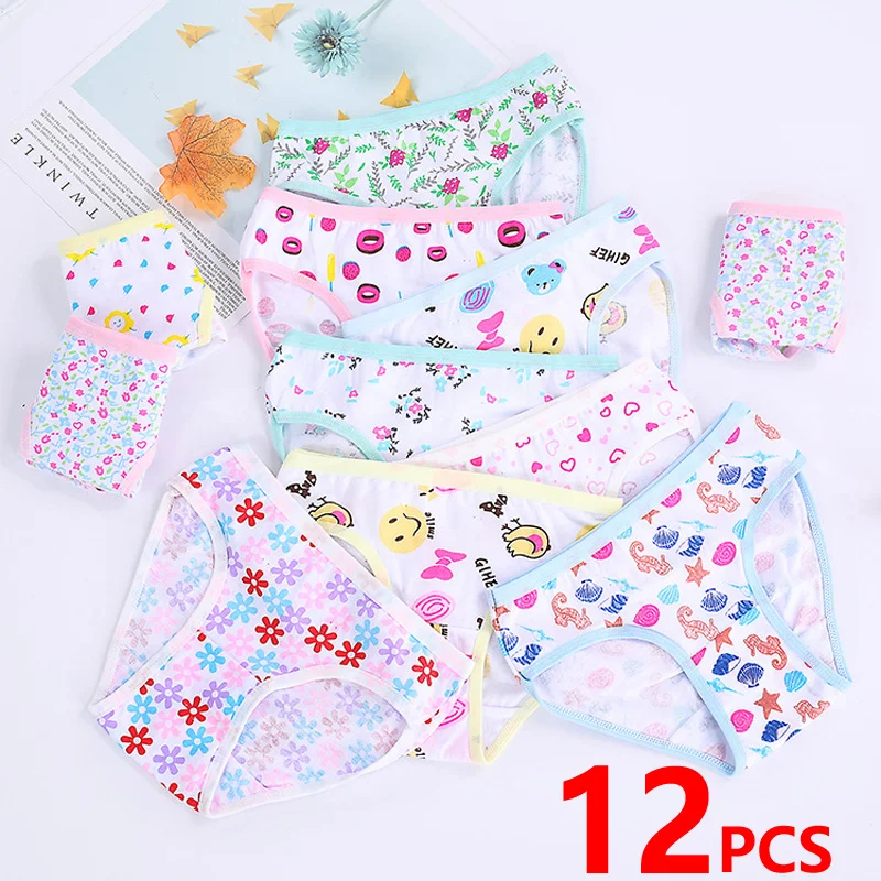 1/3/6/12 Pcs 100% Cotton Panties Sets Girls Kids Short Briefs Children Underwear Child Underpants Girl Print Panties Cute New