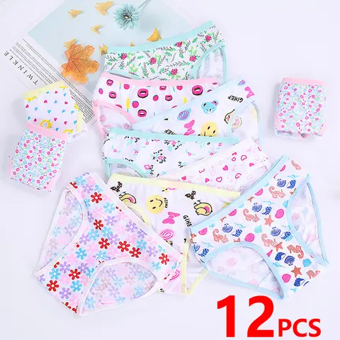 1/3/6/12 Stuks 100% Katoenen Slipje Sets Meisjes Kids Korte Slips Kinderen Ondergoed Kind onderbroek Meisje Print Slipje Leuke Nieuwe