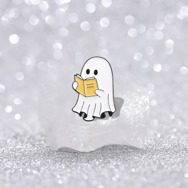 Cute Boo Ghost Reading Enamel Pins Custom I Still Had Books To Read Brooches Lapel Badges Funny Jewelry Gift for Kids Friends