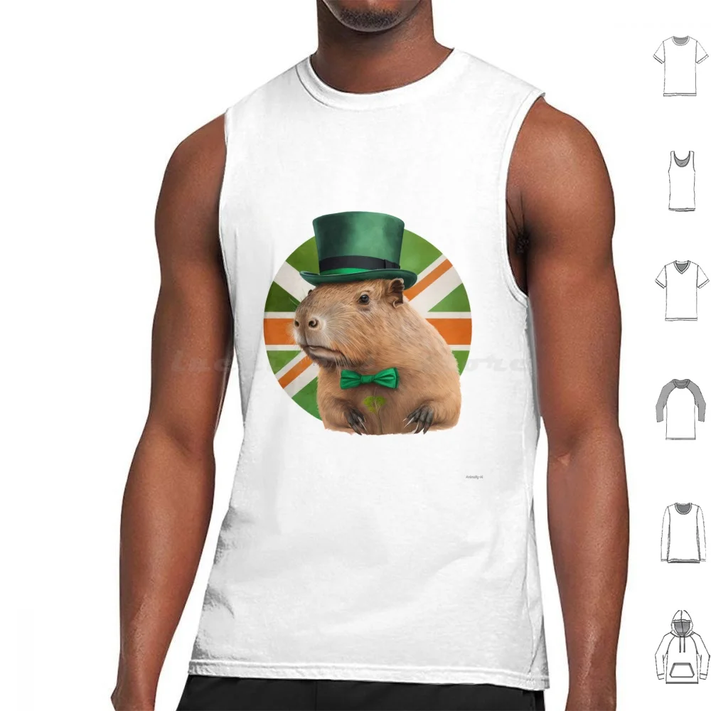 Irish Tophat Capybara Tank Tops Vest Sleeveless Day Irish Shamrock Ireland Saint Day Funny Day Funny Day Leprechaun Day