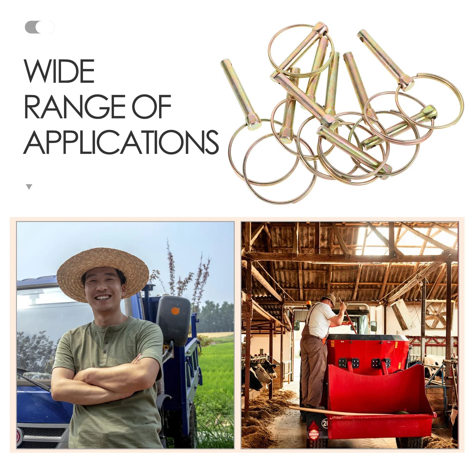 10 قطعة دبابيس لينش مستديرة شديدة التحمل مقاطع قفل الجرار لمعدات المزرعة جزازات المقطورات الشاحنات M8 قفل دبوس #3