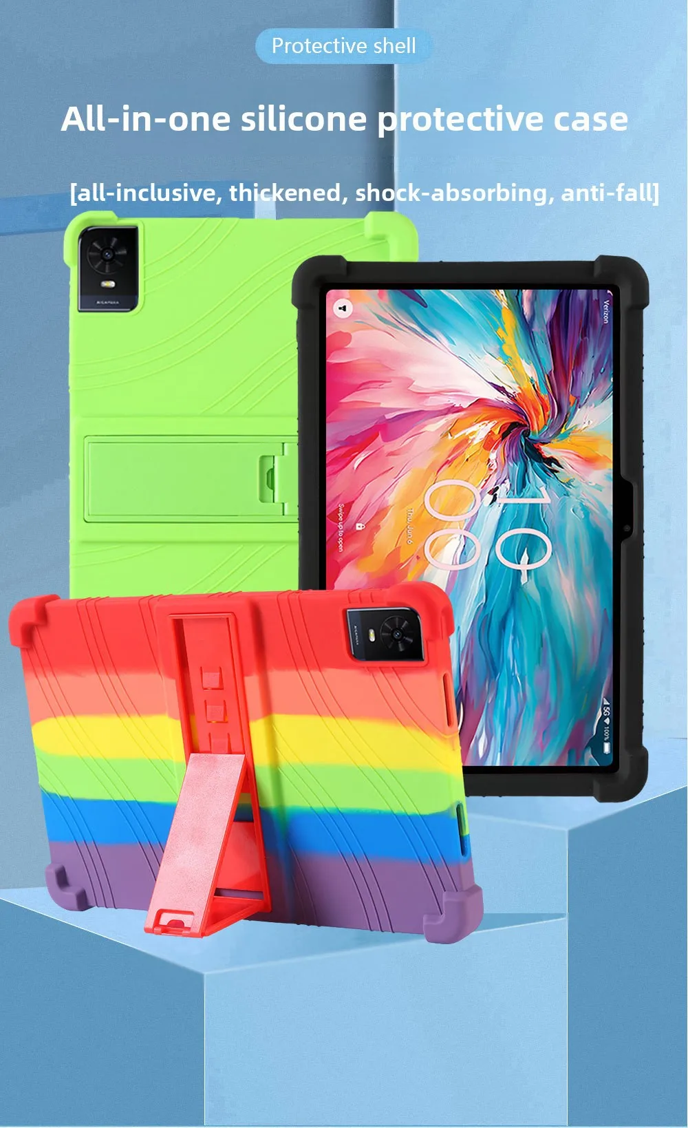 Stoßfeste TPU-Hülle für TCL Tab 10L Gen3 8193A 10.1, Weicher Stoßfänger mit Ständer, Mehrere Farben – Detail 1
