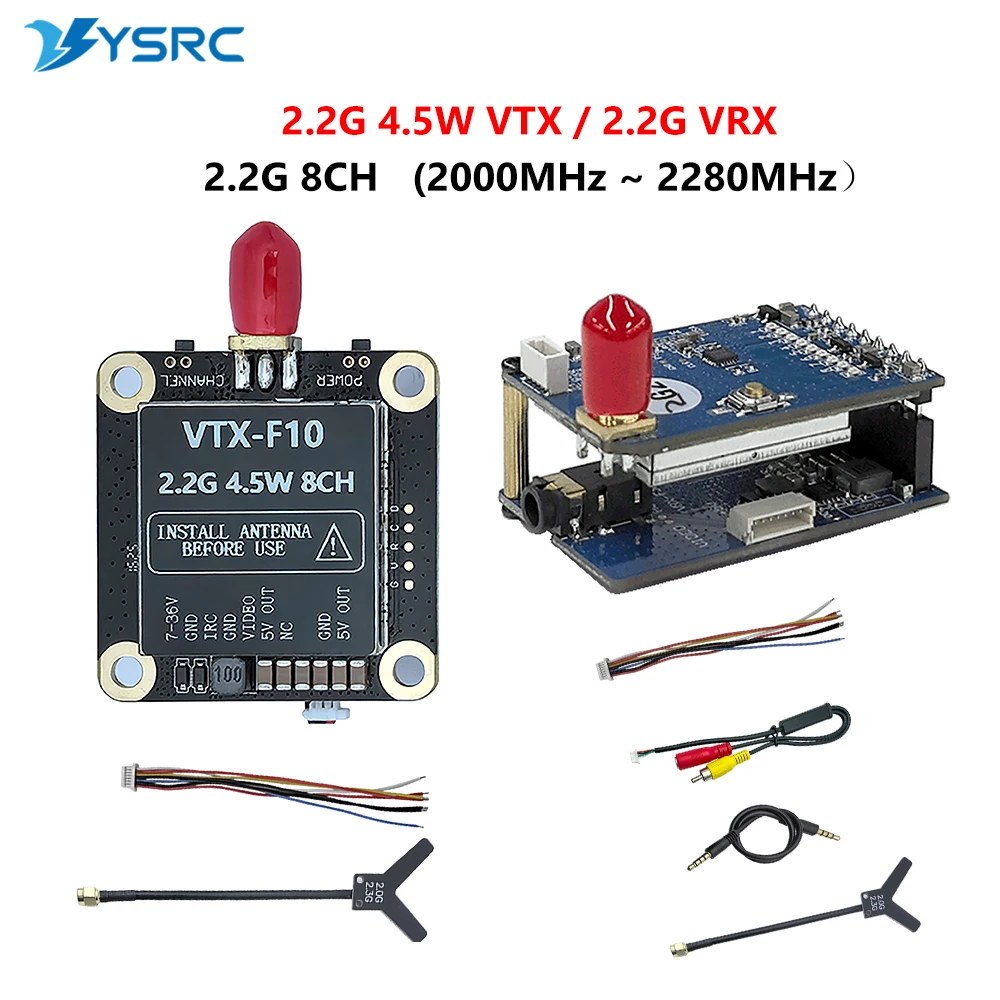 2.0-2.2G 4.5W VTX 8CH FPV Video Transmitter 2.2G VRX 2000-2280MHz Receiver Module PAL/NTSC for FPV Goggles Fatshark Drones Model