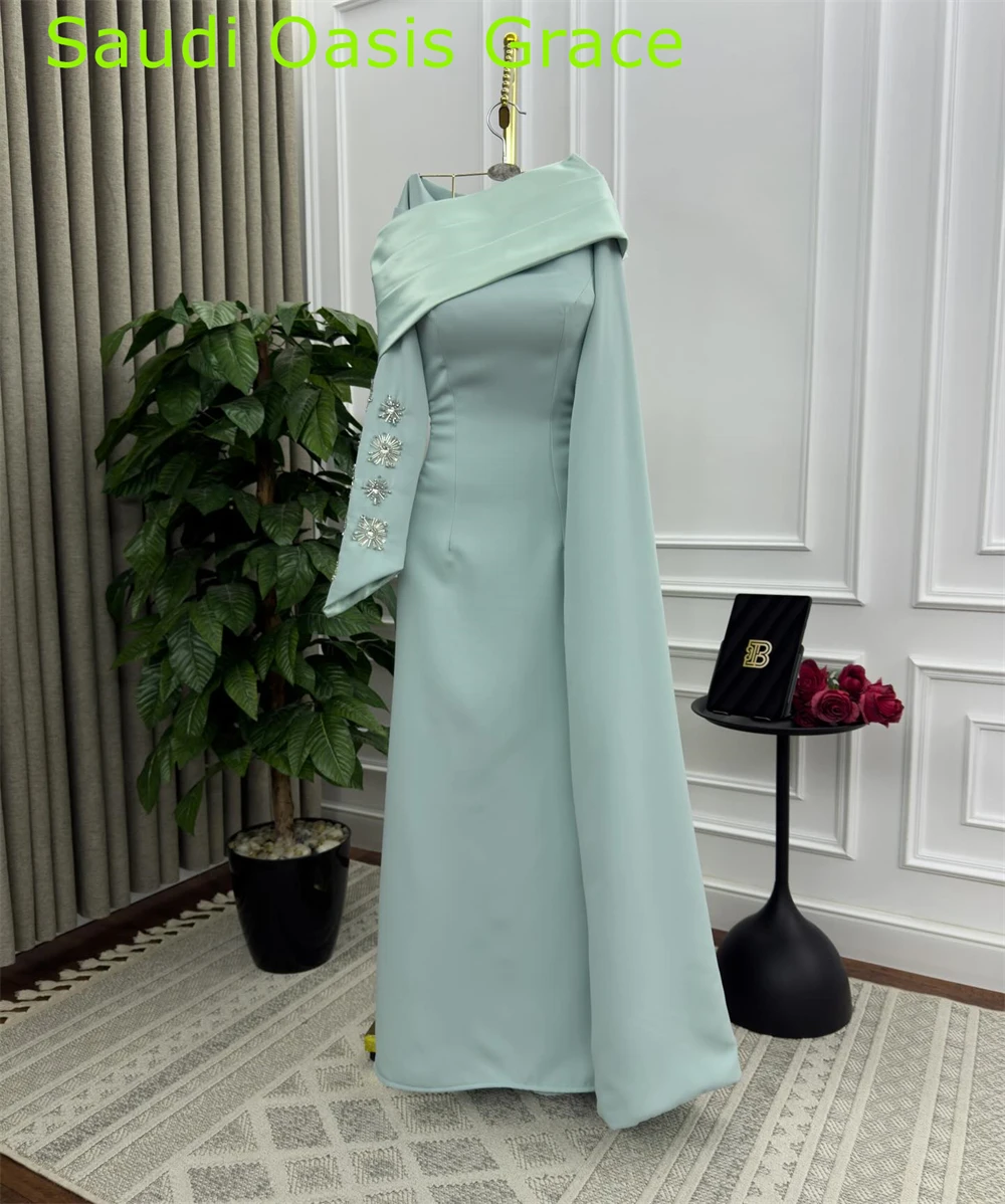 Customized Formal Green Jersey Evening Dress Fashion Boat Neck Off the Shoulder Long Sleeves Party Dress Fashion Celebrity Gowns image 6
