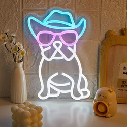 Chi-buy LED Neon Cartoon Bulldog USB Powered Neon Signs Night Light 3D Wall Art & Game Room Bedroom Living Room Decor Lamp Signs