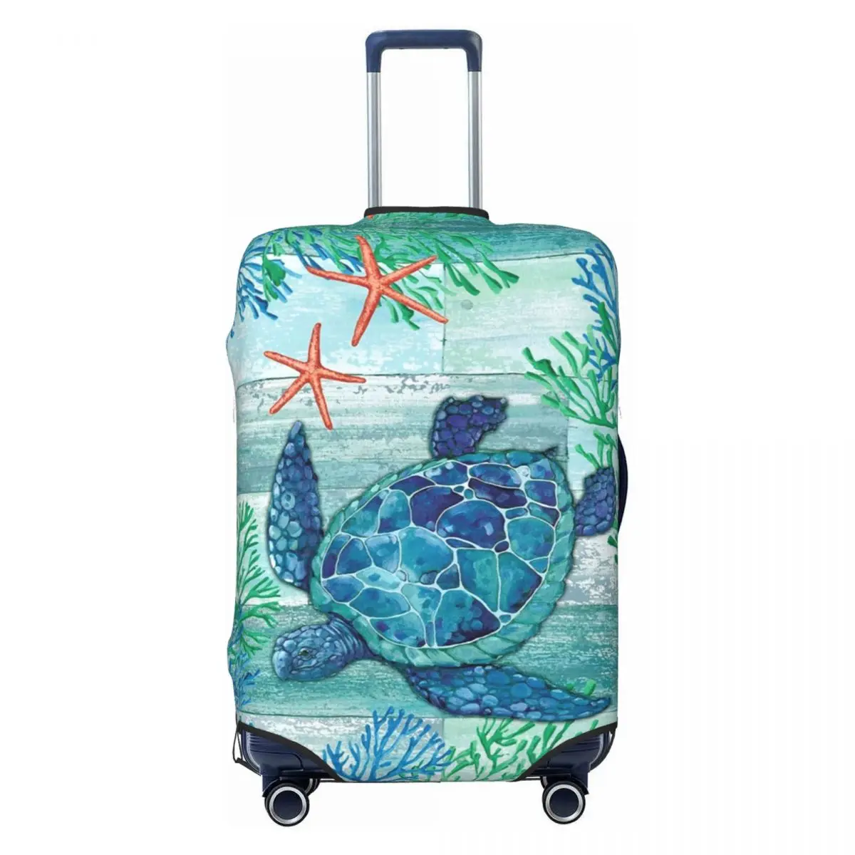 Custom Ocean Sea Turtle Luggage Cover Protector Elastic Travel Suitcase Covers