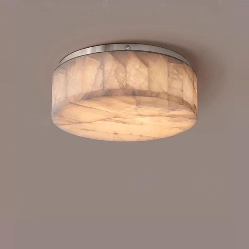 Natural Marble Collection 25-100cm Round Square Dimmable Led Lamparas De Techo Ceiling Lamp Chandelier For Living Bedroom