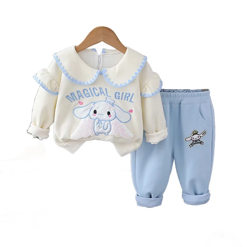 

Autumn Girls Set 2024 Fall Baby Girl Clothes Lovely Cartoon Casual Turn-down Collar Long Sleeve Hoodies Tops and Pants Kids Suit